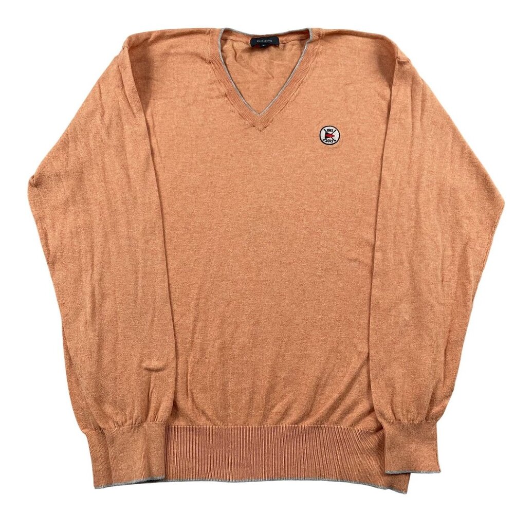 Turtleson Sweater Mens Large Orange Pima Cotton VNeck‎ Golf Pullover